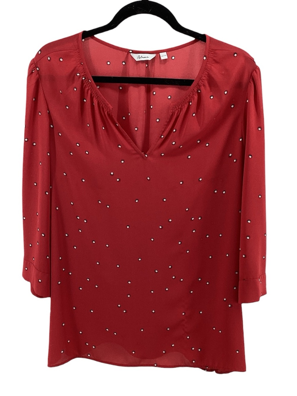 🍄 Reitmans Red Dot-Print V-Neck Blouse, Size XXL